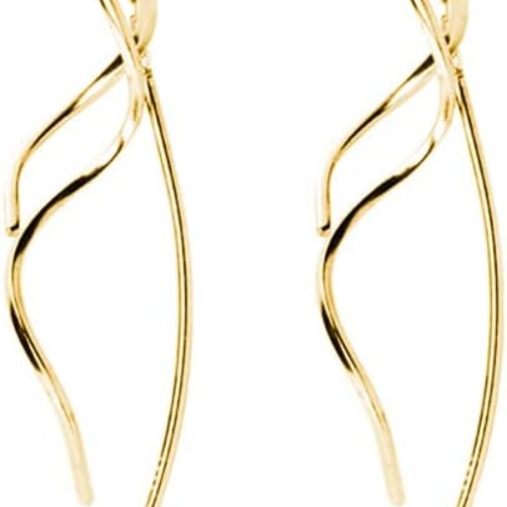 Sterling Silver Curve Dangle Earrings for Women Teens Wave Dangle Earrings Threa